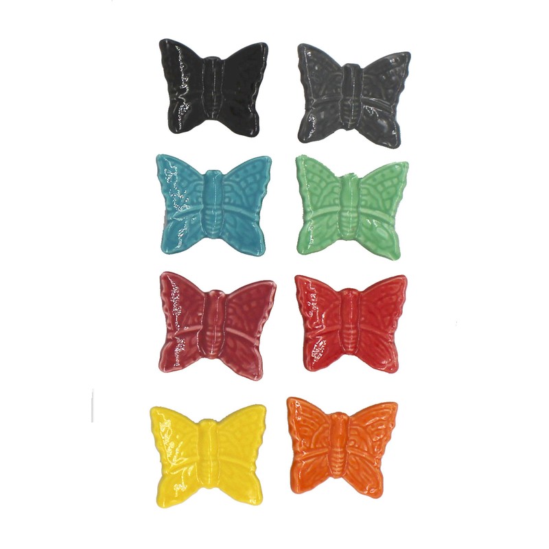 Annakideya Pack of 8 Yellow Butterfly Shaped Ceramic Drawer knobs