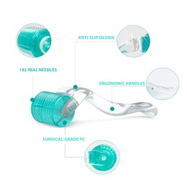 AUDUODUO® Derma Roller 192 Real Needles 0.3 mm with Real Silver Needles for Skin, Beard & Hair