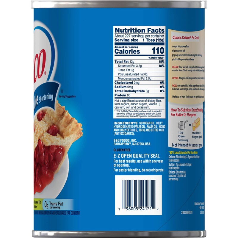 Crisco All-Vegetable Shortening, 6 Pounds