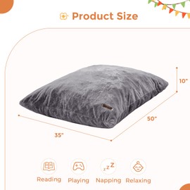 MAXYOYO 3 in 1 Kids Bean Bag Chair Bed, Child Floor Sofa for Gaming, Reading, Faux Fur Floor Mattress with High-Density Foam Filling for Living Room Bedroom