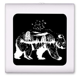 Plug in Dimmable LED Night Light with Dusk to Dawn Auto Sensor, Adjustable Brightness, Warm Light, Auto On/Off Nightlight for Bathroom, Hallway, Nursery, Bedrooms - Bear Outline