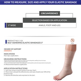 CHAMPION Self-Adhering Elastic Bandage Adjustable Wrap, Beige, Universal, 3 Inch Wide