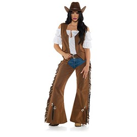 Underwraps Women's Western Cowgirl Costume Adult Costume, Brown, Large