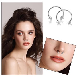cobee Pack of 32 Horseshoe Hoops, 18G Various Sizes Horseshoe Piercing Septum Nose Ring for Women Nose Piercing Horseshoe Hoop Eyebrow Earrings Lip Horseshoe Nose Ring Women, Stainless Steel