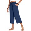 Anyhold Womens Capri Pants Loose High Waisted Wide Leg Lounge