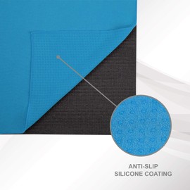 Ultrasport Microfiber Non Slip Yoga Towel - Super Absorbent Yoga Mat Towel for Hot Yoga, Pilates and Fitness with Anti Slip Bottom - Yoga Mat Cover in Blue, 180x60 cm