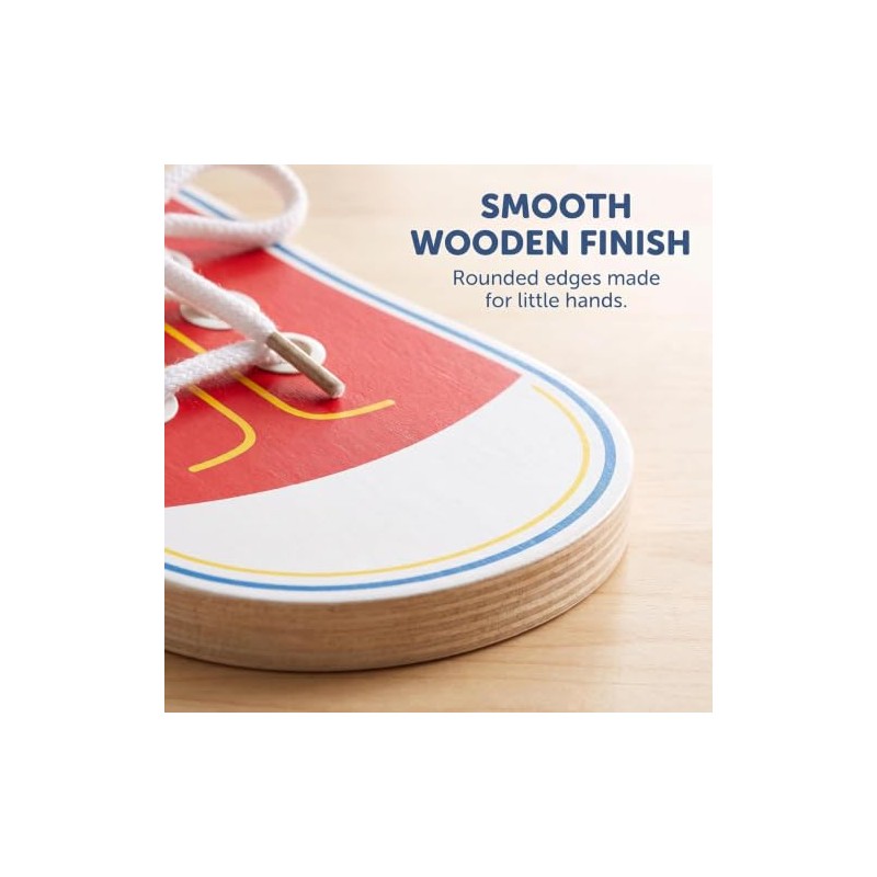 Wooden Shoe Lacing Practice Board, Learn to Tie Training Kit,