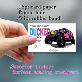 You've Been Ducked | You Just Got Ducked by a Car Girl | Duck Duck Game Card | Duck Ducking Card Tag | 50Pack | 2 x 3.5" Inches Business Card Size |with Round Hole and Rubber Bands (Gradient Pink)