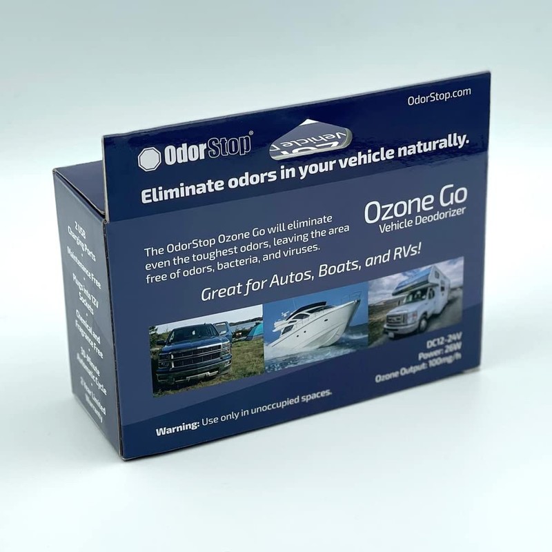 OdorStop Ozone Go Vehicle Deodorizer with Ozone, On/Off, and 2