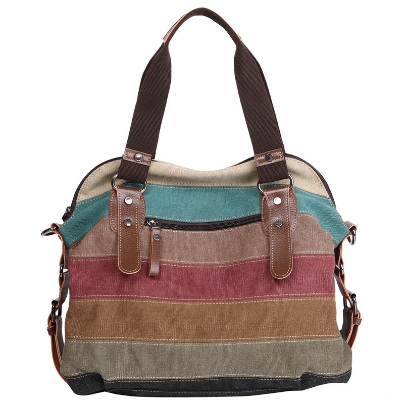 Eshow Damen Canvas Handtasche Schultertasche Umhängetasche groß mit Handgriff für