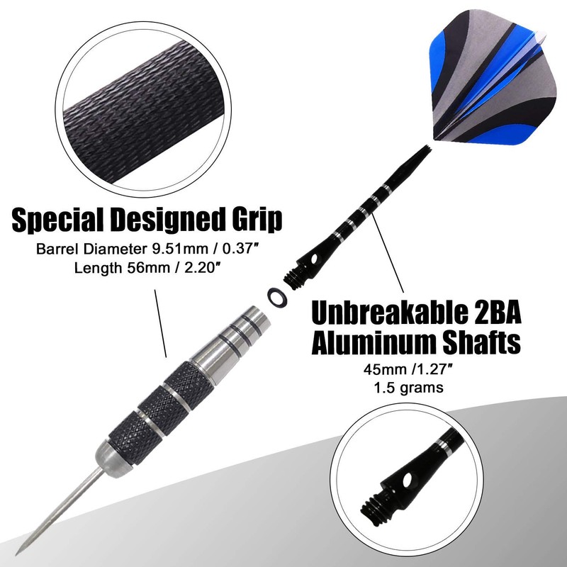 WINSDART ADKX Steel Tip Darts 12 Pack Set with Nonslip