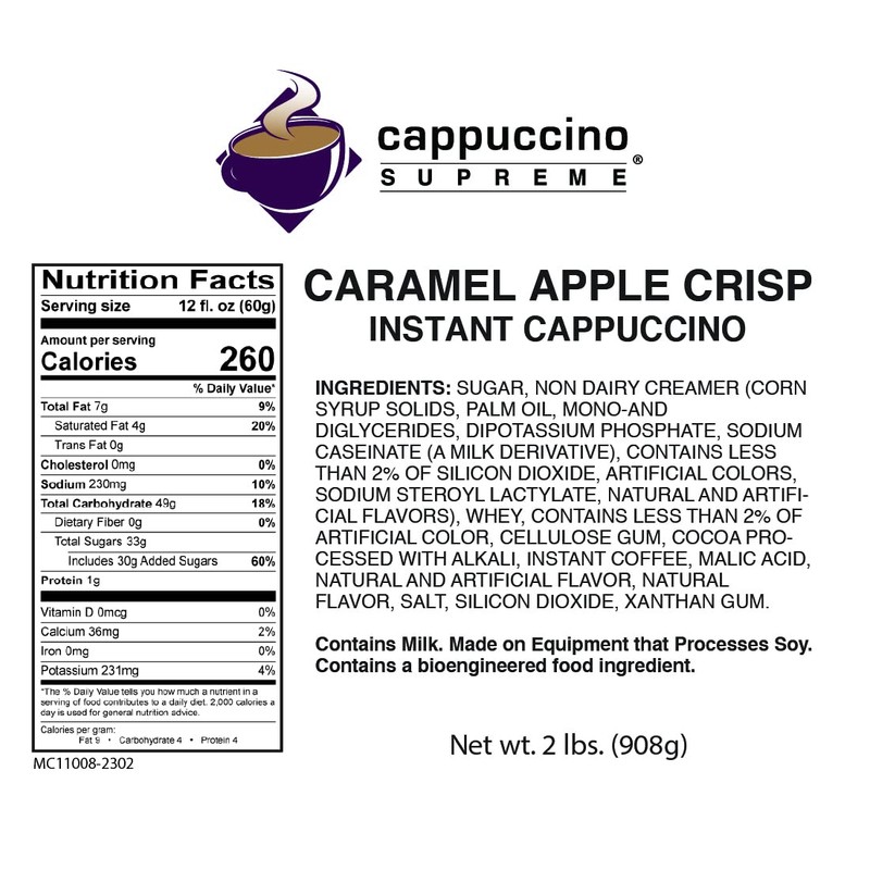 Cappuccino Supreme 2 lb bag Caramel Apple Crisp Instant Cappuccino