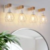 Farmhouse Vanity Light for Bathroom, 4-Light White Wood Bathroom Vanity