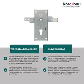 KOTARBAU® Garage Lock 60 mm Steel Gate Lock Garage Door Lock Profile Cylinder for Swing Gates Gate Lock Gate Lock Garage Lock Silver