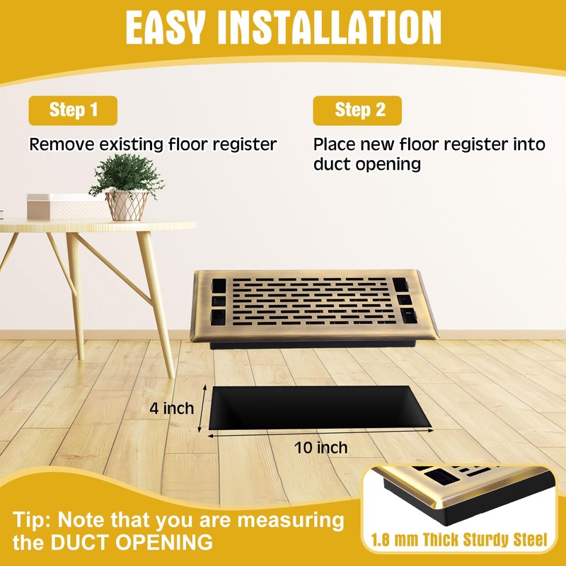 10 Pcs 4 x 10 Inches Floor Register Heavy Duty