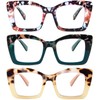REAVEE 3 Pack Oversized Square Reading Glasses Oprah Style for