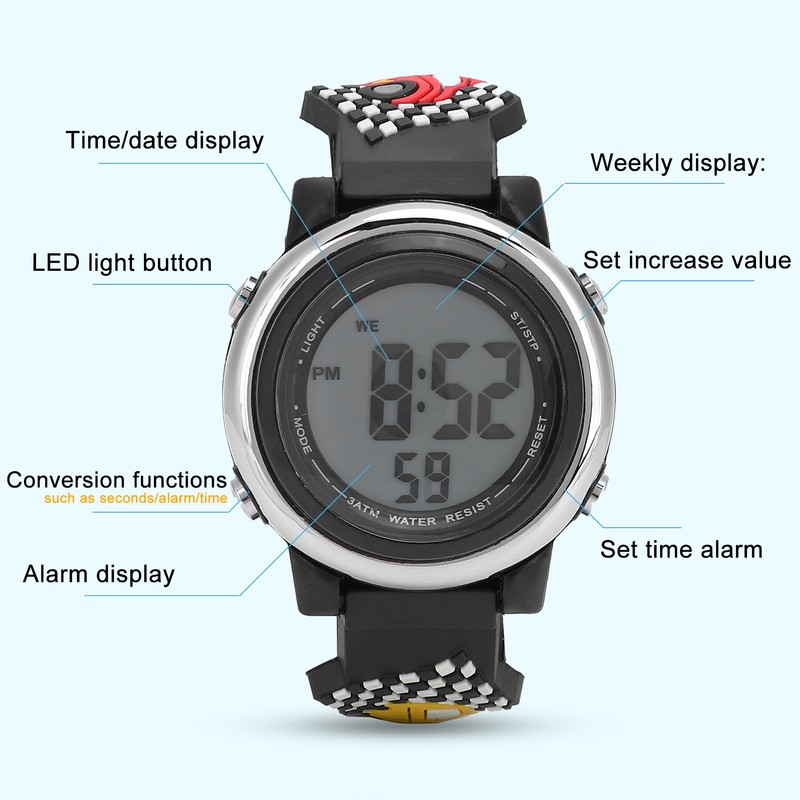 Multifunction Electronic Wrist Watches Luminous Waterproof Cartoon LED Children Watch