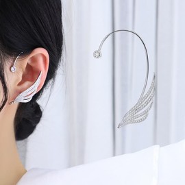 Inateannal Feather Ear Cuff Earring Cubic Zirconia Angle Wing Ear Wrap Crawler Earring Ear Clip Non Pierced Earring Jewelry for Women Teen Girls