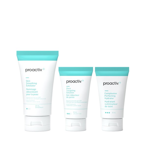 Proactiv+ 3 Step Advanced Skin Care Acne Treatment - Benzoyl Peroxide Face Wash, Exfoliating Face Wash And Pore Minimizer - 30 Day Complete Acne Skin Care Kit