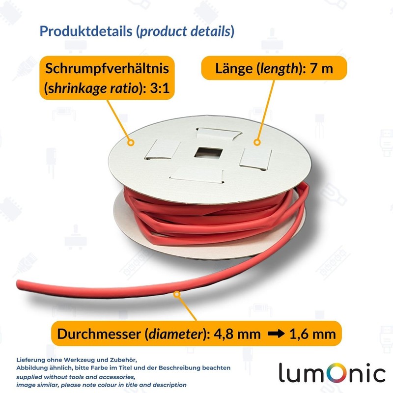 Lumonic 7 m Shrink Tubing Box 3:1 Black – Here