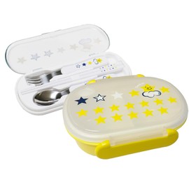 2-piece Lunch Set (Bento Box, 11.8 fl oz (350 ml), Cutlery Set (Smiley Star)
