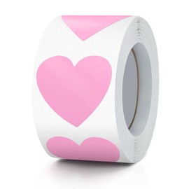 Pink Heart Stickers Roll 3.8 cm Valentine's Day Love Shape Labels Waterproof Removable for Craft Envelopes Boxes Gift Tags Bags Wedding 500 PCS