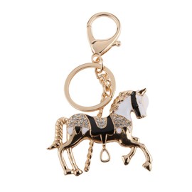 [No brand goods] Black Rhinestone Crystal Horse Pendant Key Ring Key Chain Accessories Gift