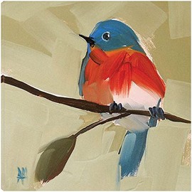 Fine Art Canvas Bluebird No. 21 Canvas Wall Decor by Artist Angela missman for Living Room, Bedroom, Bathroom, Kitchen, Office, Bar, Dining & Guest Room - Ready to Hang - 32 in x 32 in