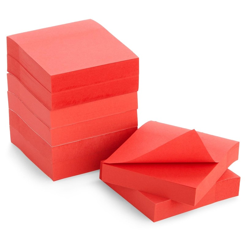 Juvale 8 Pack Bright Red Sticky Notes 3x3 Inch Self-Stick