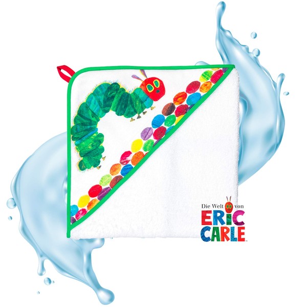Smithy Hooded Towel Baby, 100 x 100 cm, Very Hungry Caterpillar Hooded Bath Towel Child, Boy and Girl (Colourful)