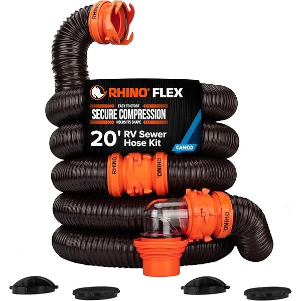 Camco RhinoFLEX 20-Ft RV Sewer Hose Kit - Features Clear