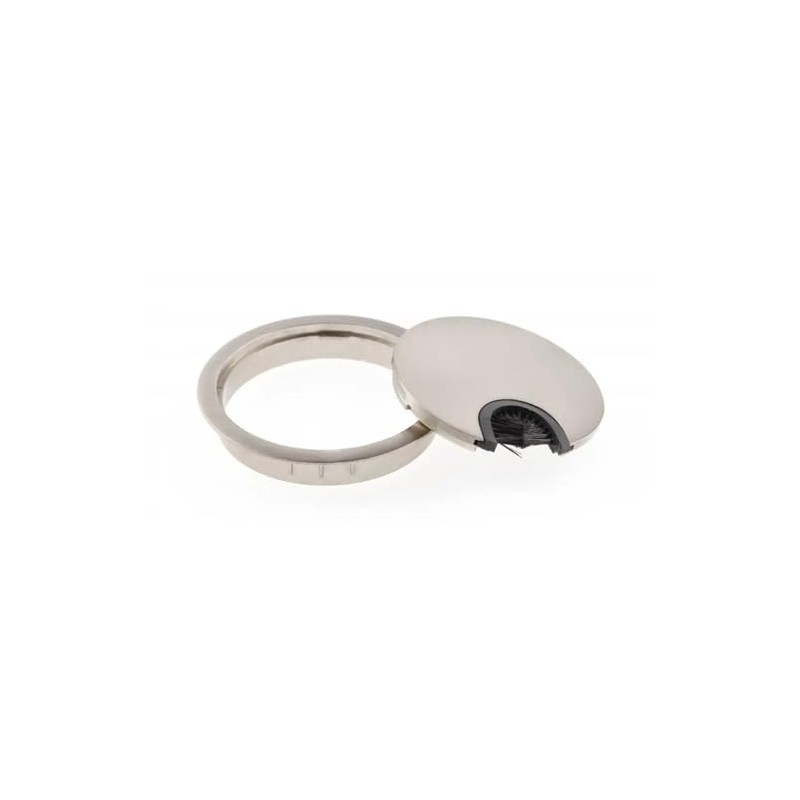 80MM METAL DESK CABLE TIDY OUTLET GROMMET INSERT (Brushed Steel)