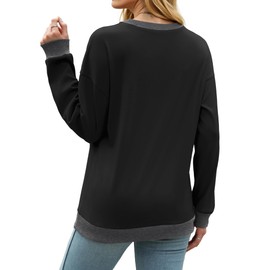 LilyCoco Womens Long Sleeve V Neck Sweatshirt Casual Color Block Pullover Sweatshirts Pink Small