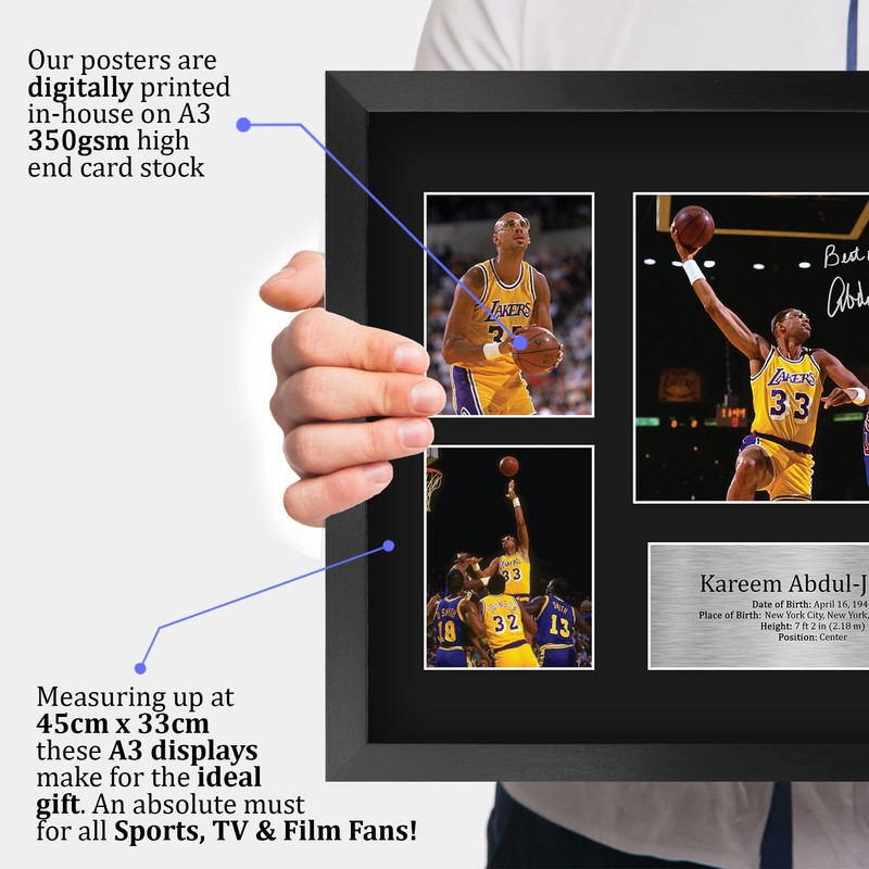 HWC Trading FR A3 Kareem Abdul-Jabbar Lakers Gifts Printed Signed