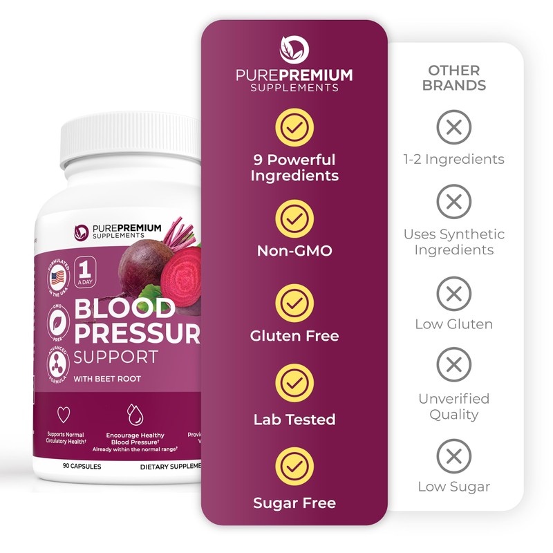 PurePremium Beet Root Capsules for Normal Blood Pressure Support -