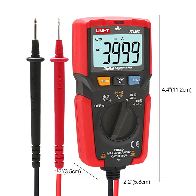 UNI-T UT125C multímetro digital multiprobador de bolsillo, 4000 abalorio de