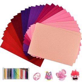 SPEACOUR Pack of 40 Felt Panels, Felt Fabric for Sewing, 1.4 mm Coloured Felt Sheets, Colourful Felt Crafts, 30 x 20 cm DIY Craft Felt, Felt for Crafts, Felt with Sewing Kit for DIY Projects, Crafts,