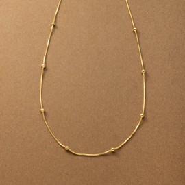 Cream Dot Necklace, Women's Popular, Stainless Steel, Surgical Stainless Steel, Short Snake Chain, Metal Ball, Stainless Steel