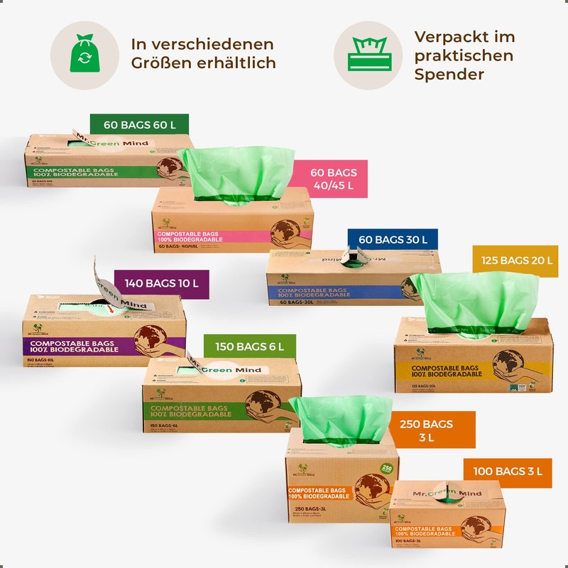 Mr. Green Mind Biobags 2/3 Litre Pack of 250 Biodegradable
