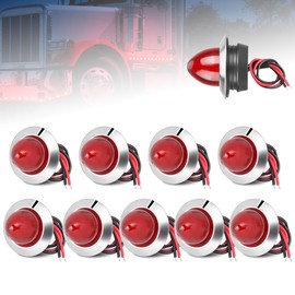 LENJIEMT 10PCS Red Trailer Clearance Lights, 3/4 Inch Mini Bullet LED Marker Lights Round for Trailer Truck Car Bus Van Pickup RV Caravan