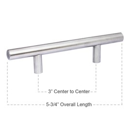 Hamilton Bowes Satin Nickel Cabinet Hardware Euro Style Bar Handle Pull - 3" Hole Centers, 5-3/4"" Overall Length