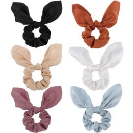 Bow Hair Scrunchies Silk Bunny Ear Hair Ties Cute Satin Scrunchies with Bow for Girls Hair Ribbons for Women Jaciya Hair Accessories Elastic Ropes Ponytail Holder Scrunchy Bobbles