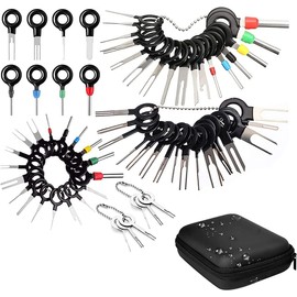 DACUAN Terminal Removal Tool Kit, 62 PCS Terminal Ejector Kit Depinning Key Tool Set Depinning Tool Electrical Connector Pin Removal Tool Kit for Auto Repair Key Removal Tools Universal with Bag