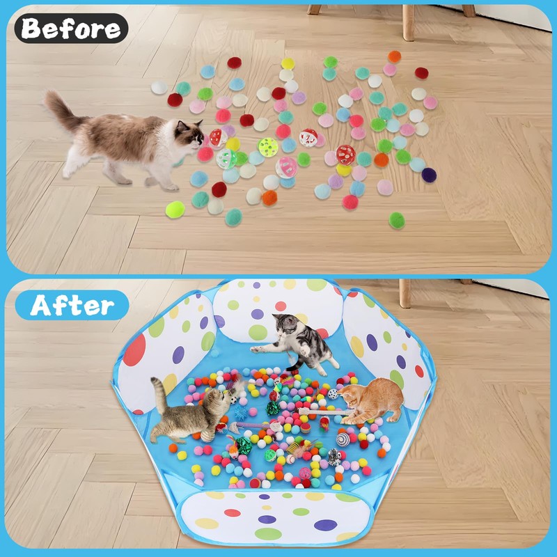 Foxtell Cat Ball Pit Include 229 PCS Interactive Cat Toys