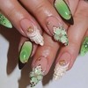 24Pcs White Flower Nails Handmade Press on Nails Medium Almond