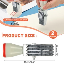 PATIKIL 4 Digit Number Roller Stamp, 2Pcs Adjustable Rubber Stamp Changeable Numerical Symbol Office Date for Business Creative Price Tag