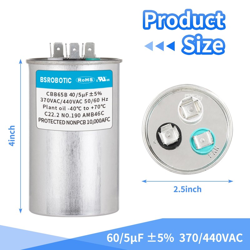 40/5 440v CBB65B AC Capacitor - 40+5 uf ±5% MFD