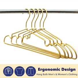 Koobay 30 Pack Gold Matt Metal Wire Hangers Coat Suit Clothes Hangers with Notches,16.5" Heavy Duty Durable Hangers for Adult, Shirt Dress Pants Hanger Space Saving Legging Organizer