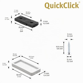 Wagner QuickClick Plastic Gliders Chair Glides Set of 4 for Screwing On - 4 x Base + 8 x Screws + 4 x Sliding Attachment Interchangeable - Plastic Hyper - Insert 32 x 15 mm - Made in DE - 15782900