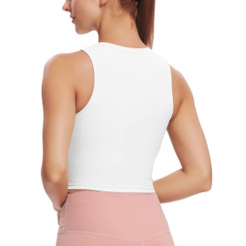 Natural Feelings Nudi Sports Bras for Women Removable Padded Yoga Tank Tops Sleeveless Fitness Workout Crop Tops A-White
